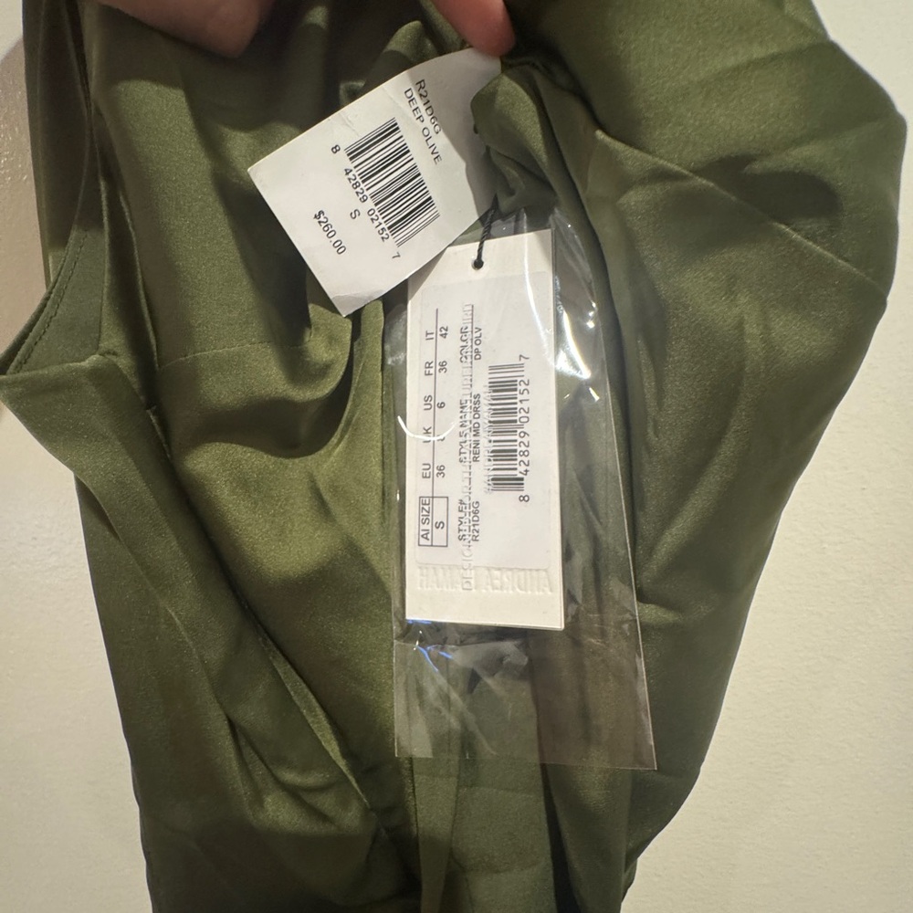 NWT Andrea Iyamah Reni Midi Olive Dress - Picture 7 of 7